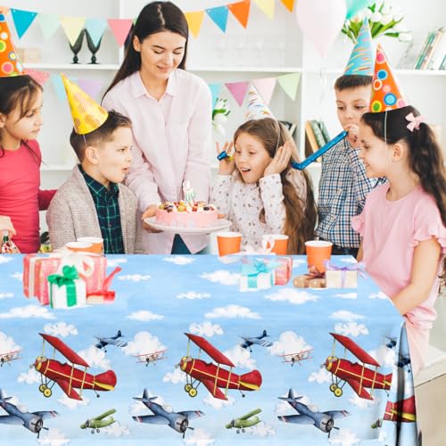 3pcs Airplane Party Tablecloths - Disposable Plastic Covers for Kids