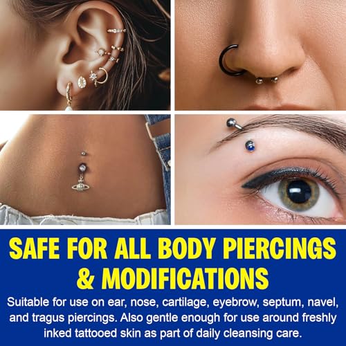 Piercing Aftercare Spray - Saline Solution for Ear, Nose & Body Piercings - 2 Fl Oz