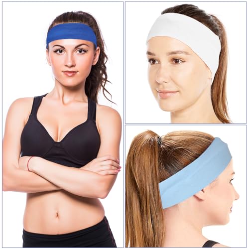 Mabor 3-Pack Non-Slip Headbands for Women & Men | Elastic Sweat-Absorbing Workout Bands