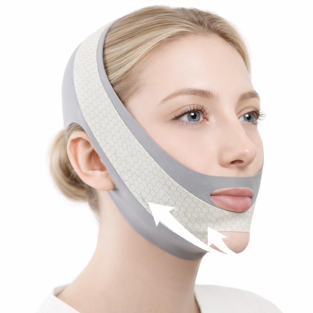 Anti Snoring Chin Strap, V Line Lifting Mask, Chin Strap for Sleeping, V Line Mask, Face Lifting Strap, Stop Snoring Chin Strap, Snoring Solution for Men and Women, Breathable Chin Strap (Grey.)