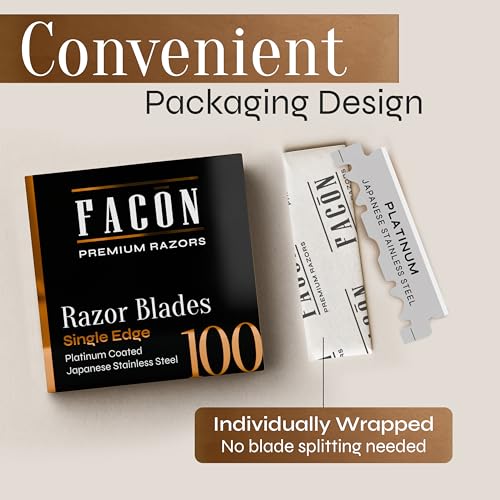 Facón Platinum Single Edge Razor Blades - 100 Pack for Professional Shaving