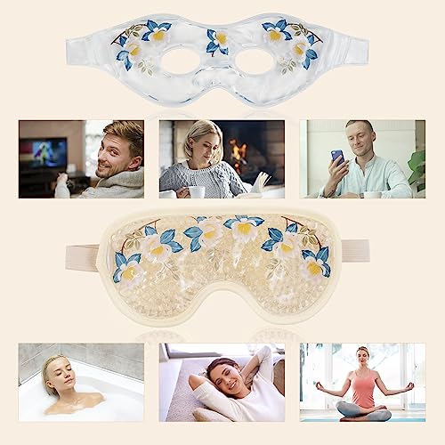 LEOSTEP Camellia Cooling Eye Mask Set - Reusable Gel Pads for Puffiness & Headache Relief