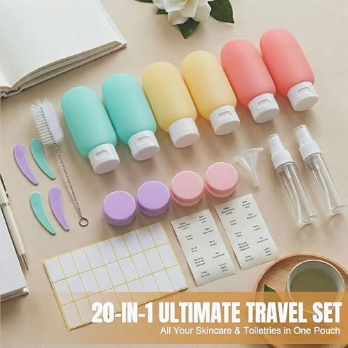 DEWSENSI 20 Pack TSA Approved Travel Toiletry Bottles Kit