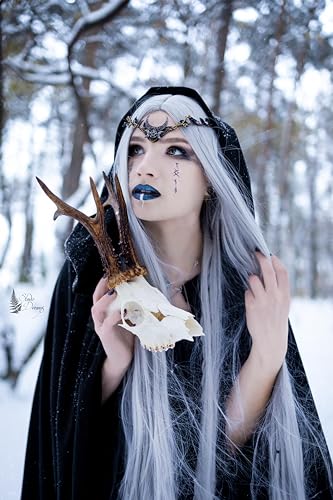 MOSTORY Green Rhinestone Elf Moon Crown - Woodland Fairy Tiara for Cosplay & Medieval Costumes