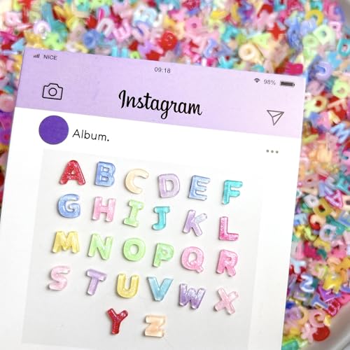 300Pcs Colorful Letter Nail Charms - 3D Resin Rhinestones for Nail Art