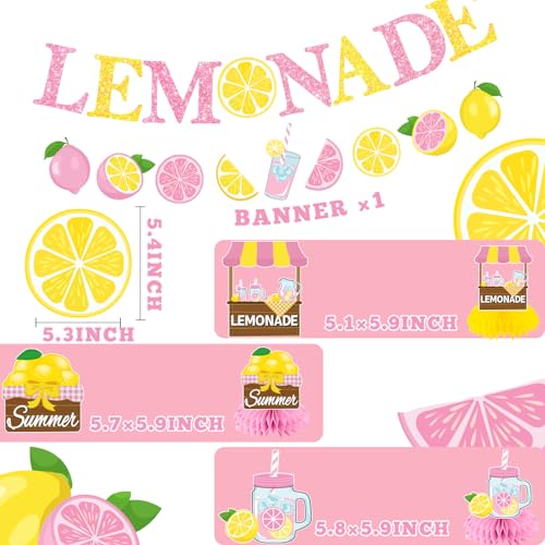 Pink Lemonade Party Decorations Set - Banner, Swirls & Centerpieces