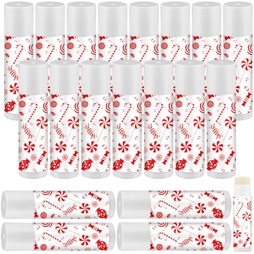 Siifert 15 Pack Christmas Lip Balms Candy Cane Peppermint Lollipop 2