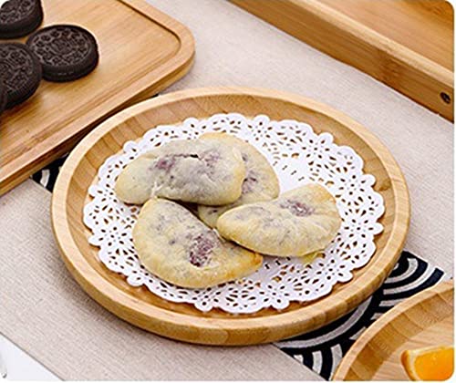 XIMISISE Round Bamboo Serving Tray - 7.9 Inch Decorative Wood Platter