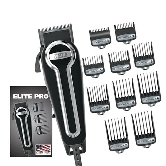 Wahl USA Elite Pro High-Performance Corded Home Haircut & Grooming Kit for Men ? Electric Hair Clipper ? Model 3029684