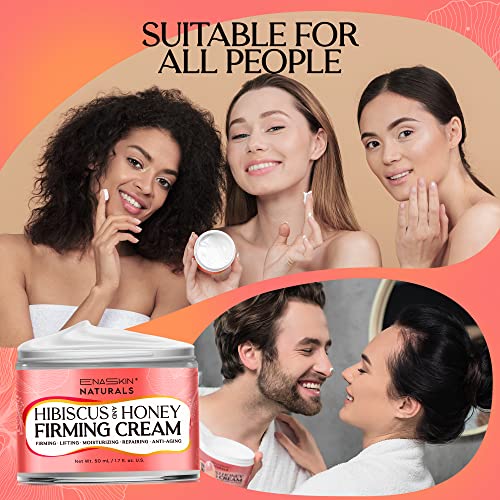 Neck Firming Cream with Hibiscus & Honey - Anti-Aging Moisturizer for Fine Lines & Deep Hydration - 1.7 Fl Oz