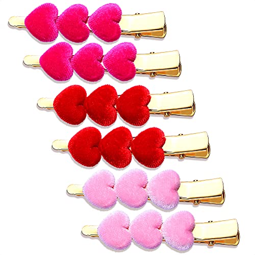 Furry Velvet Heart Hair Clips for Women - Valentine's Day Hair Barrettes