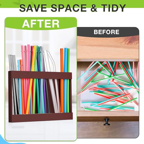 Large Acrylic Straw Holder for Cabinet Door - 9.5" Storage Organizer