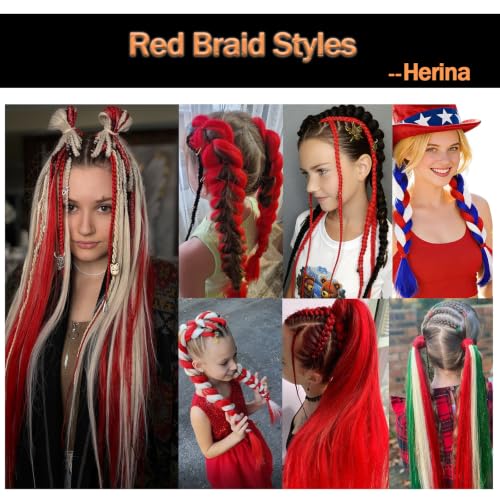 Herina 24-Inch Red Braiding Hair Extensions - Jumbo Synthetic Braids