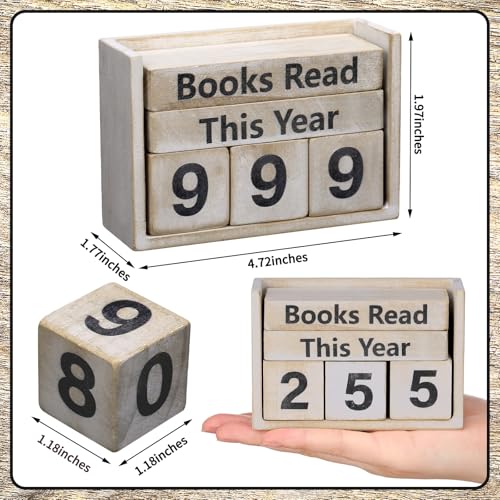 Wooden Book Counter Tracker for Readers - Up to 999 Books