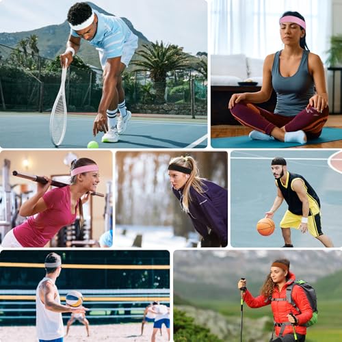 8 Pack Women's Non-Slip Elastic Headbands for Workouts
