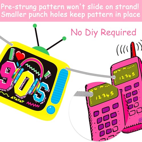 90s Theme Party Banners Set - Retro Birthday Decorations