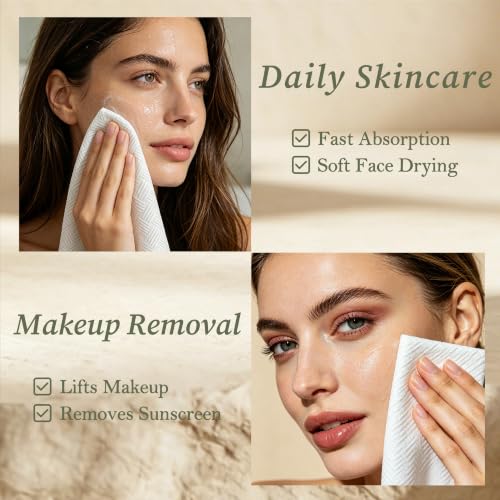 Verttech Disposable Face Towels XL (100 Count, 2 Pack) - Ultra Absorbent for Skincare & Makeup Removal
