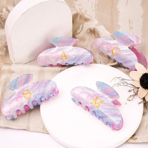 Personalized Lavender Initial Hair Clip - Strong Hold Claw Clip