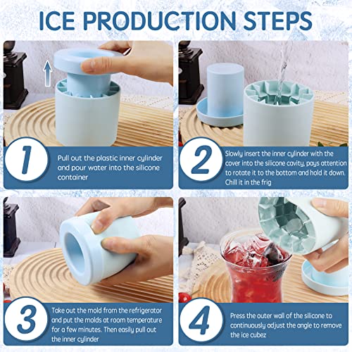 Achouray Silicone Ice Cube Molds - 60 Mini Cylinder Ice Trays