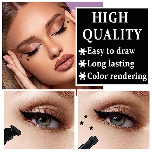 Black 5-Shape Double-Headed Liquid Eyeliner Stamp Set for Creative Eye Makeup