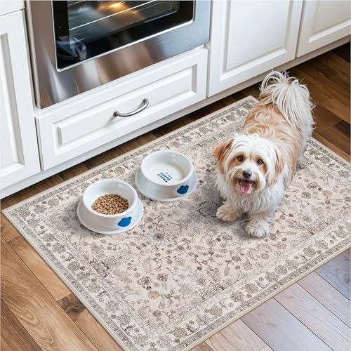 Non-Slip Washable Boho Kitchen Rug 2x3 - Soft Accent Mat for Entryway & Bathroom
