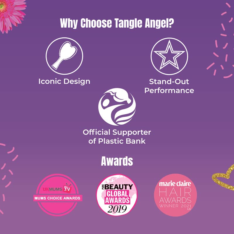 Tangle Angel Kids Mini Detangler Hairbrush Gloss Pink - Anti-Static, Soft & Gentle for Wet & Dry Hair