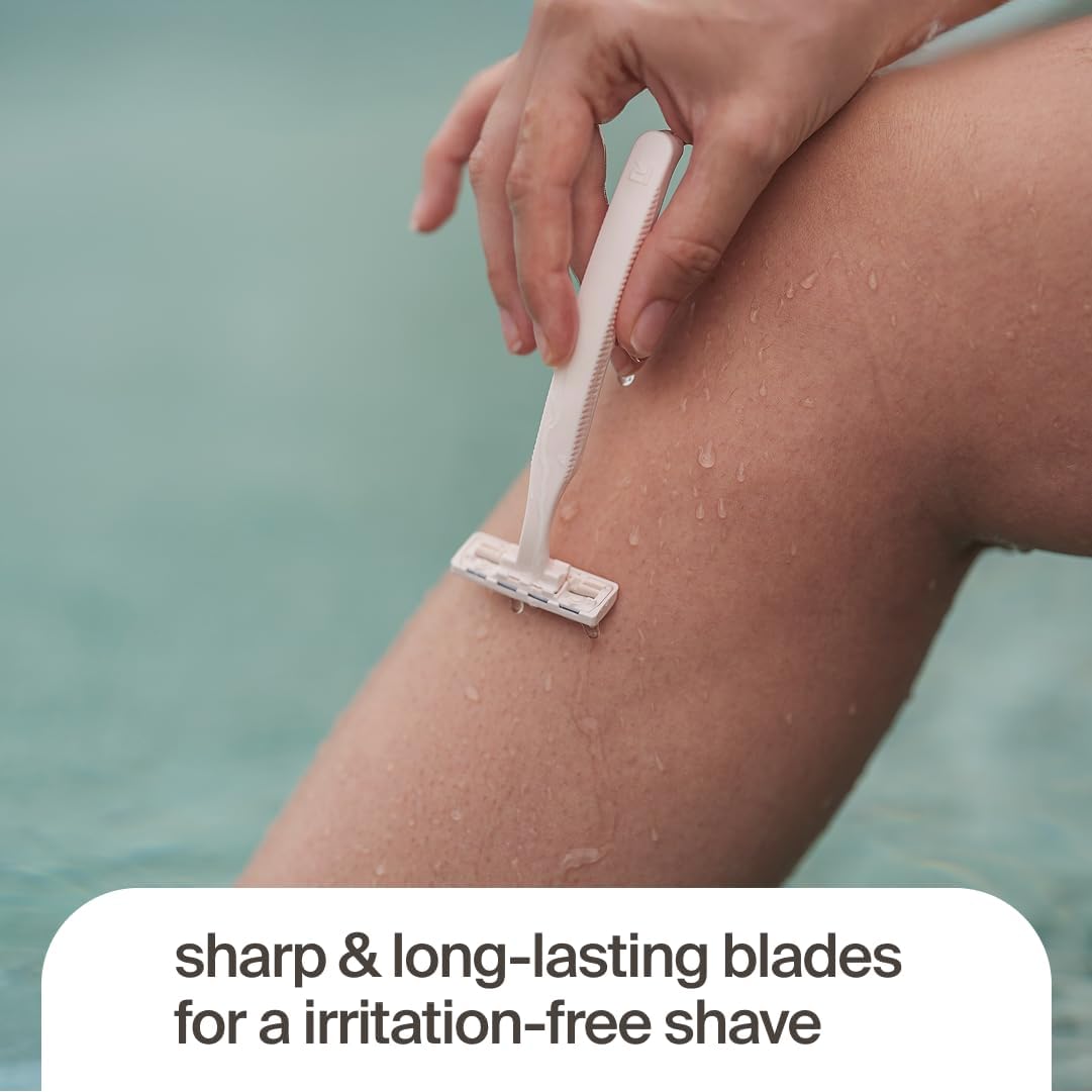 Razeco Plastic-Free Disposable Razors – 20 pieces, 3 blades – Sustainable shaving for a zero-waste routine (Rosé)
