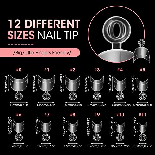 Buqikma 600PCS Short Round Oval Half Cover Nail Tips for Acrylic Nails