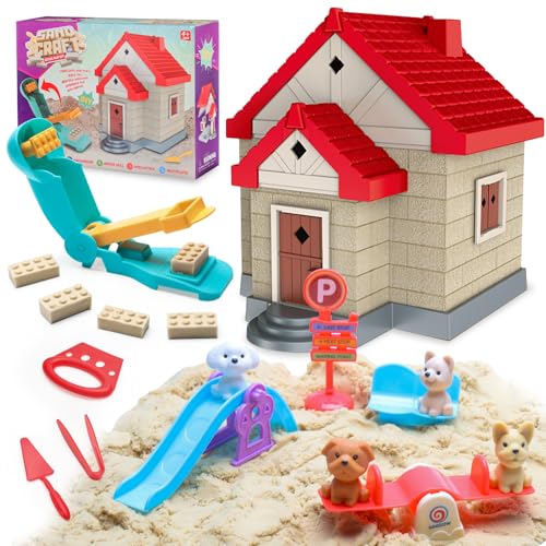 Crelloci Magic Sand House Building Playset for Kids 3-8