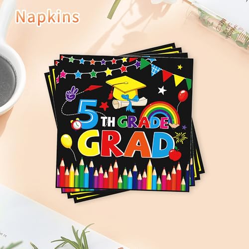 5th Grade Graduation Decorations Set for 25 Guests - 150 Pcs Tableware