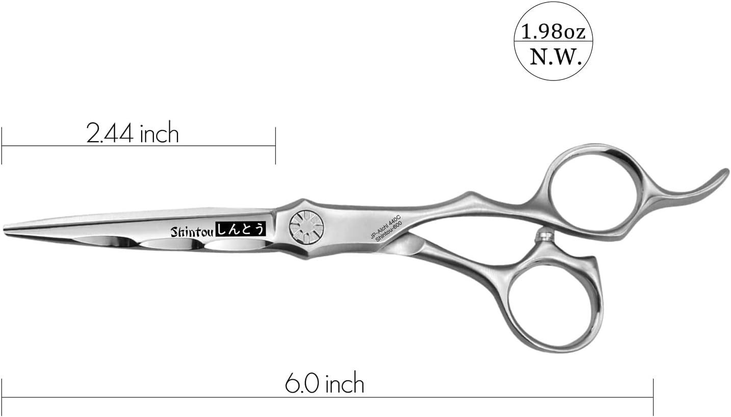 Professional Hair Cutting Scissors - Japanese Aichi SUS440C Stainless Steel Barber Shears | 6.0" Wet & Dry Cut