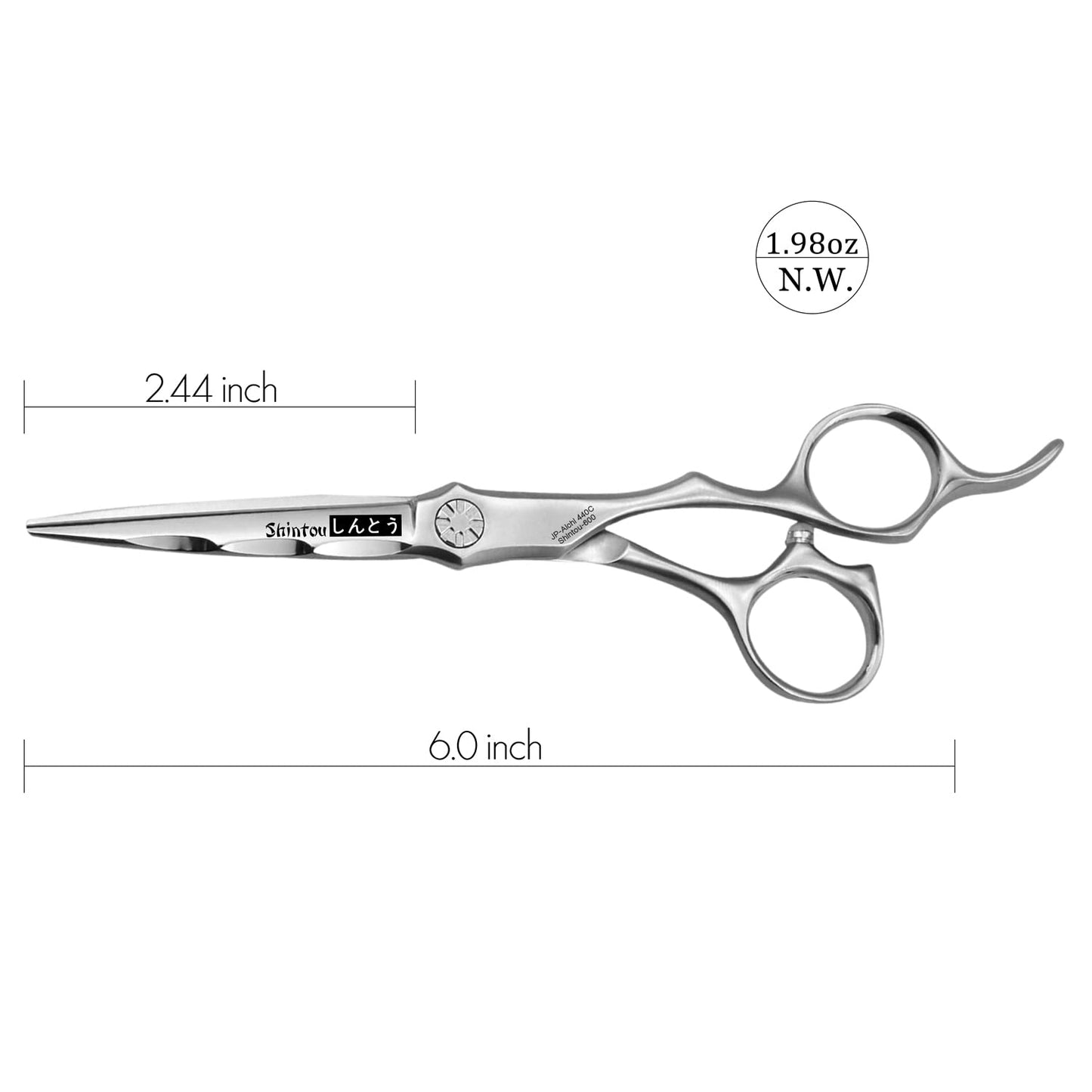 Wet and Dry Cut Professional Hair Cutting Scissors Barber Shears Japanese Aichi SUS440C Stainless Steel Salon Haircut (6.0" Wet&Dry Cut)