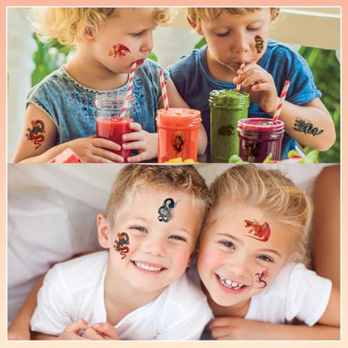 102 Pack Dragon Temporary Tattoos for Kids - Fun Birthday Party Supplies
