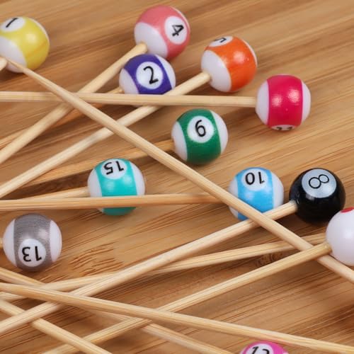 BambooMN 3.9" Billiard Pool Cocktail Appetizer Picks - 100 Pack