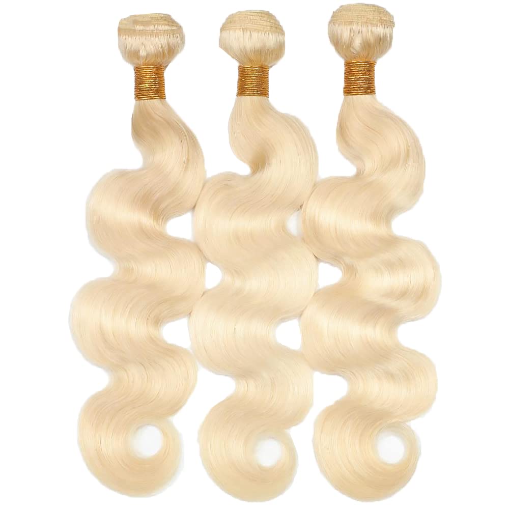 613 Human Hair Bundles Blonde Bundles 26 28 30 Inch Blonde Body Wave Bundle Unprocessed Brazilian Remy Hair Extensions Silky Soft Hair Weave