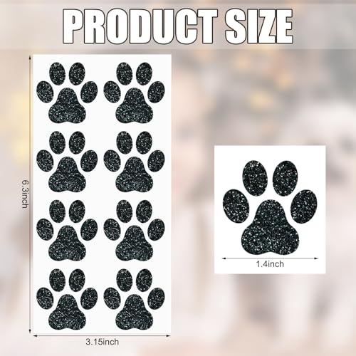 240 Pcs Dog Paw Glitter Temporary Tattoos - 30 Sheets Body Stickers