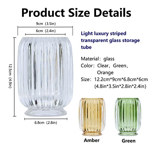 DASITON Green Makeup Brush Holder Organizer - Vintage Glass Storage