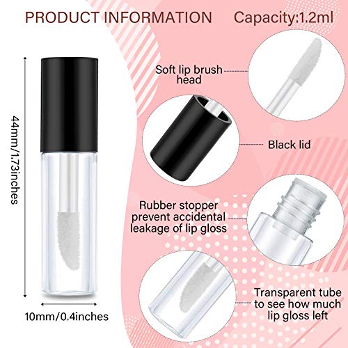 Patelai 100 Pcs Black Mini Lip Gloss Tubes - 1.2ml Containers