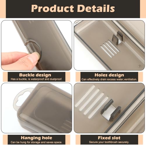 NINEFOX Travel Toothbrush Case - 2 Pack, Portable & Durable