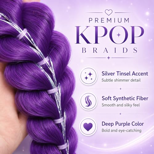 TASHEEMA 24-Inch Pre-Braided Ponytail Extension, Dark Purple Synthetic Hair