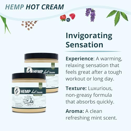 Zatural Hemp Hot Cream for Muscle & Joint Massage - 8oz Organic Formula