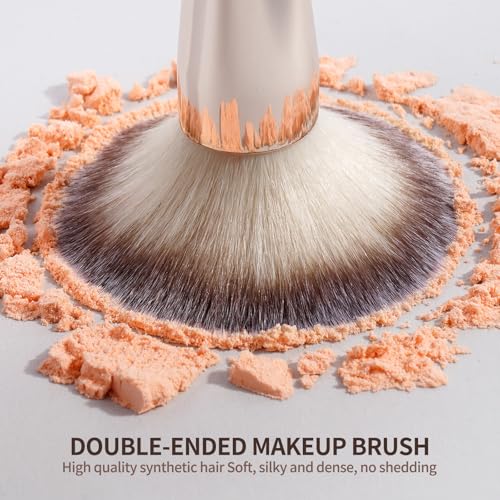 MAANGE Gold Double Ended Makeup Brush Set for Foundation, Blush & Concealer - 2 Pieces