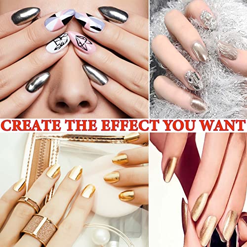 WENJLYJ A 2Pcs Gold Silver Chrome Nail Powder Set - Holographic Mirror Metallic Glitter for Nails