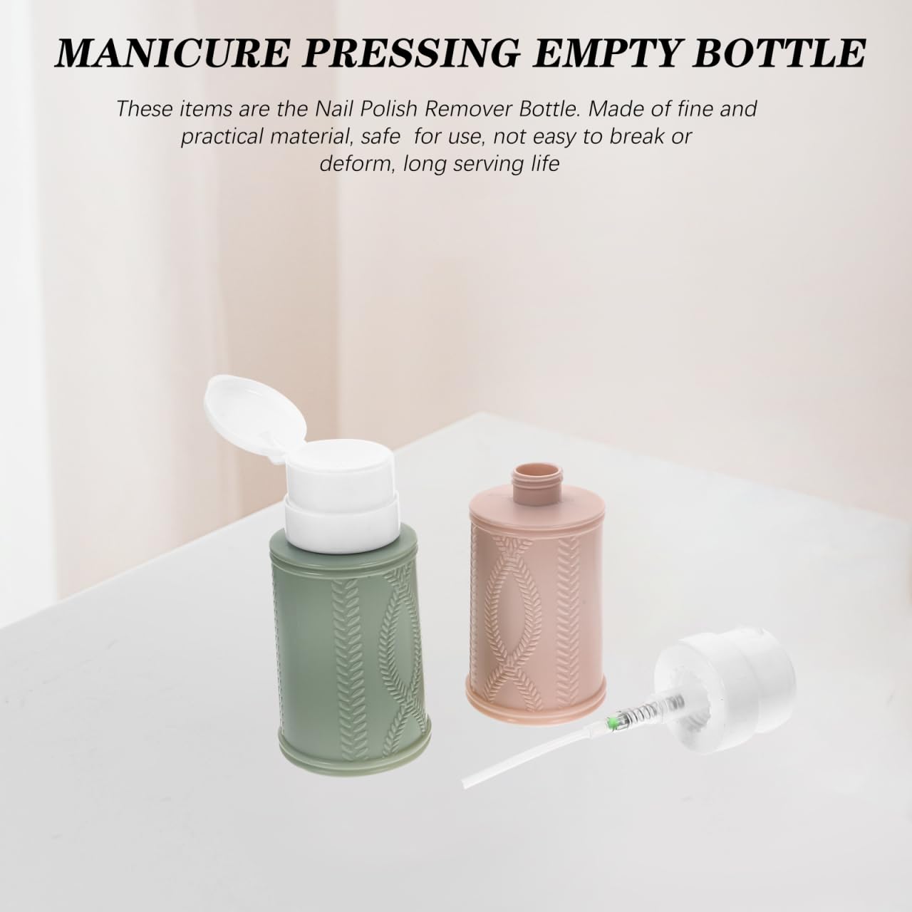 Refillable Pump Bottles for Nail Polish Remover - Leak-Proof 2 Pack | Empty Liquid Dispensers
