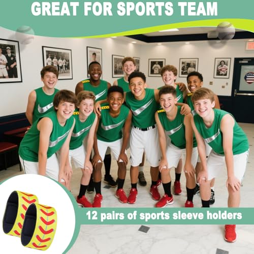 24 Pcs Softball Sleeve Holders - 7.48 Inch Shirt Sleeve Straps for Baseball, Volleyball, Basketball - Sports Accessories for Women, Men, Teens