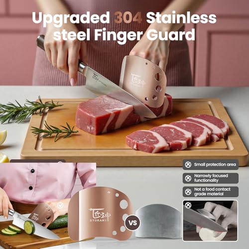 Adjustable Stainless Steel Finger Guards for Cutting Food - 2 Pcs, Rose Gold
