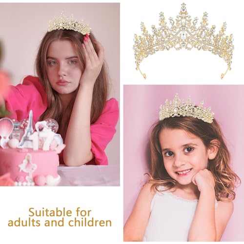 Gold Princess Crown and Glitter Sash for Birthday Party Decorations - Women & Kids