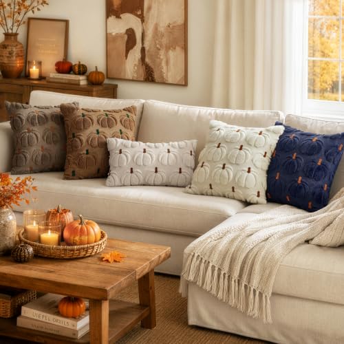 MIULEE Fall Pumpkin Pillow Covers Set of 2 - Cozy Autumn Decor 18x18