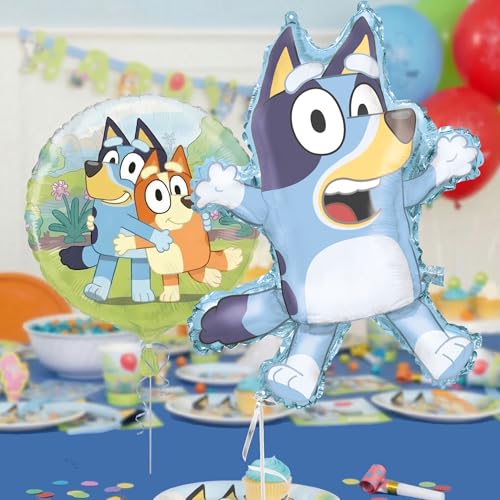 Bluey Balloons 2-Pack - Large 28-Inch & Round 18-Inch Foil Balloons for Birthday Parties