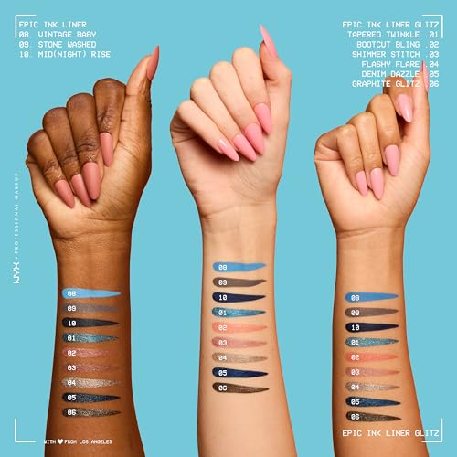 NYX Epic Ink Glitz Liquid Eyeliner - Waterproof Shimmer Teal Blue